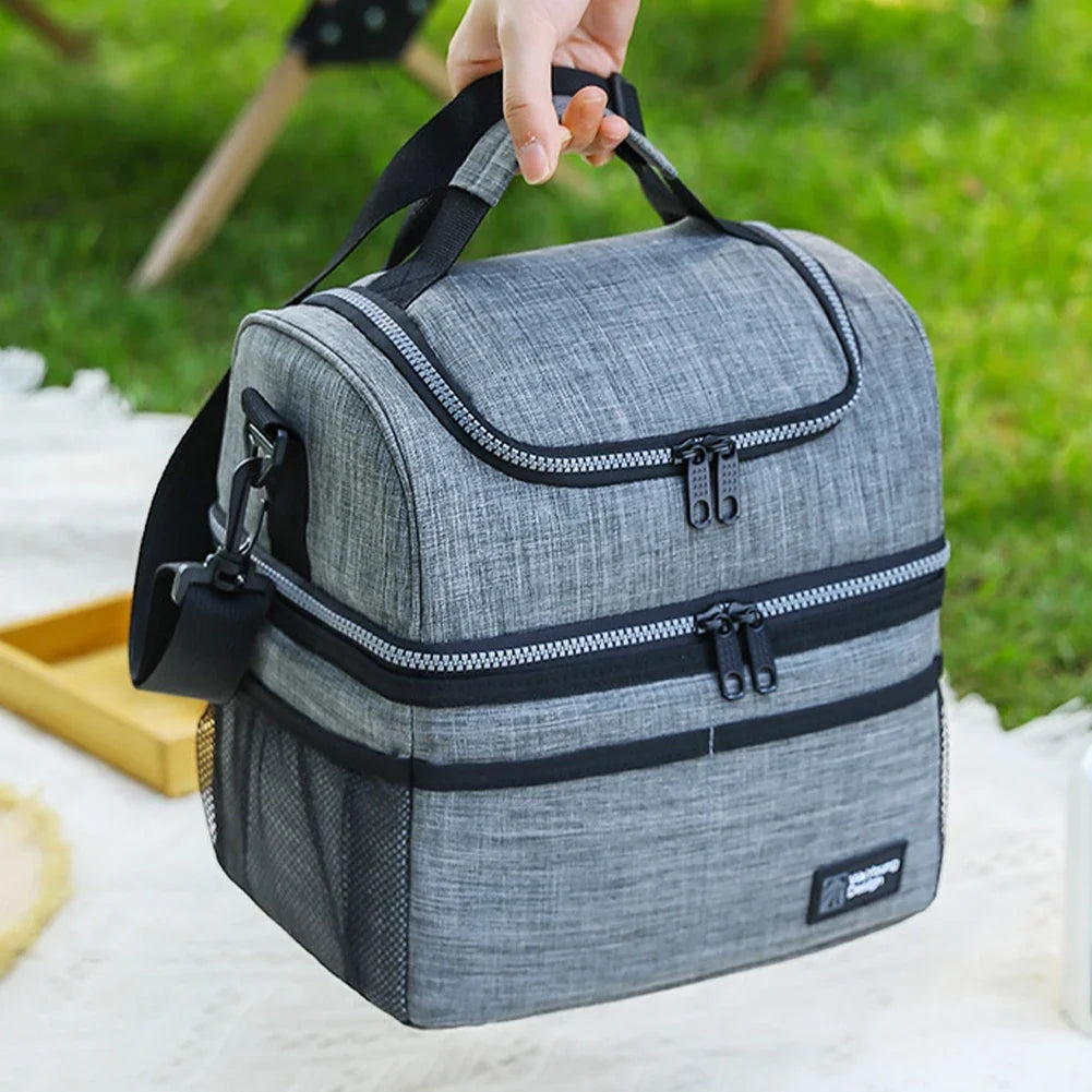 Double Deck Insulated Lunch Bag | Thermal Picnic Bag for Work Insulated Lunch Bag Qme