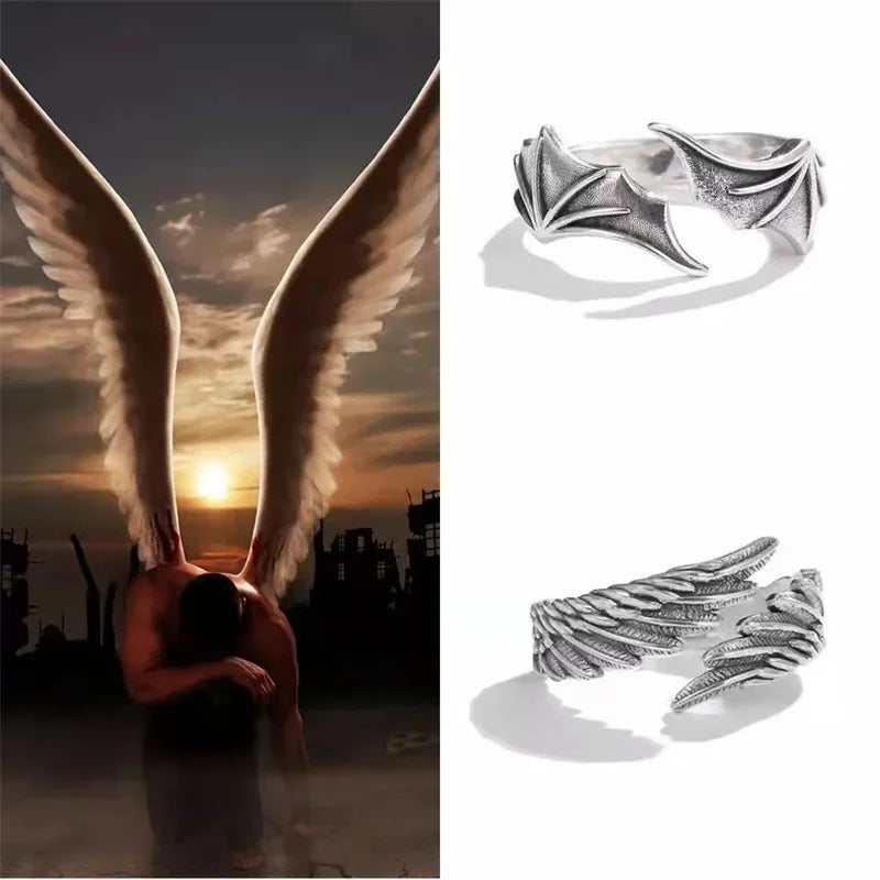 Retro Angel Demon Wing Couples Ring – Adjustable Charm Couples Ring Qme