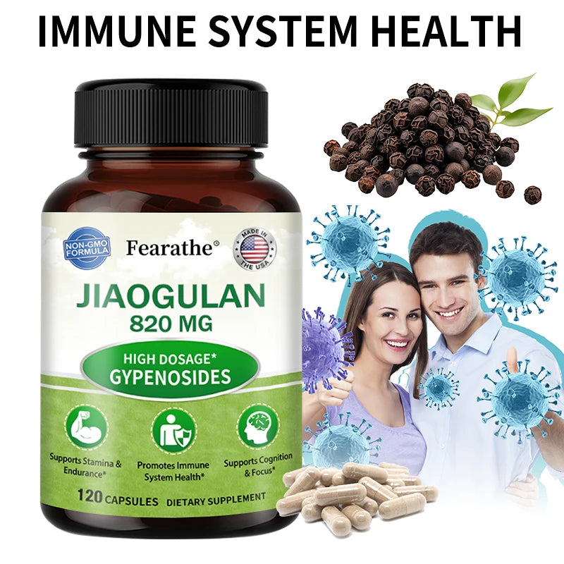 Jiaogulan Extract Supplement – Non-GMO, 120 Capsules Herbal Supplement Qst