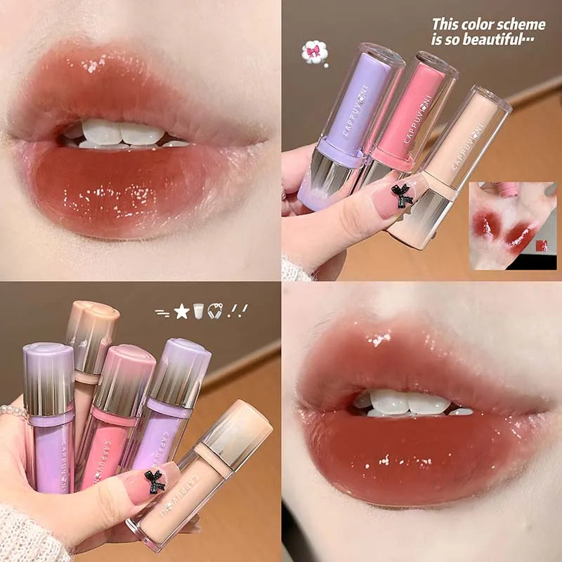 Strawberry Lip Gloss Glass Mirror Shine Tint – Hydrating, Long Lasting Lip Gloss Tint Qme