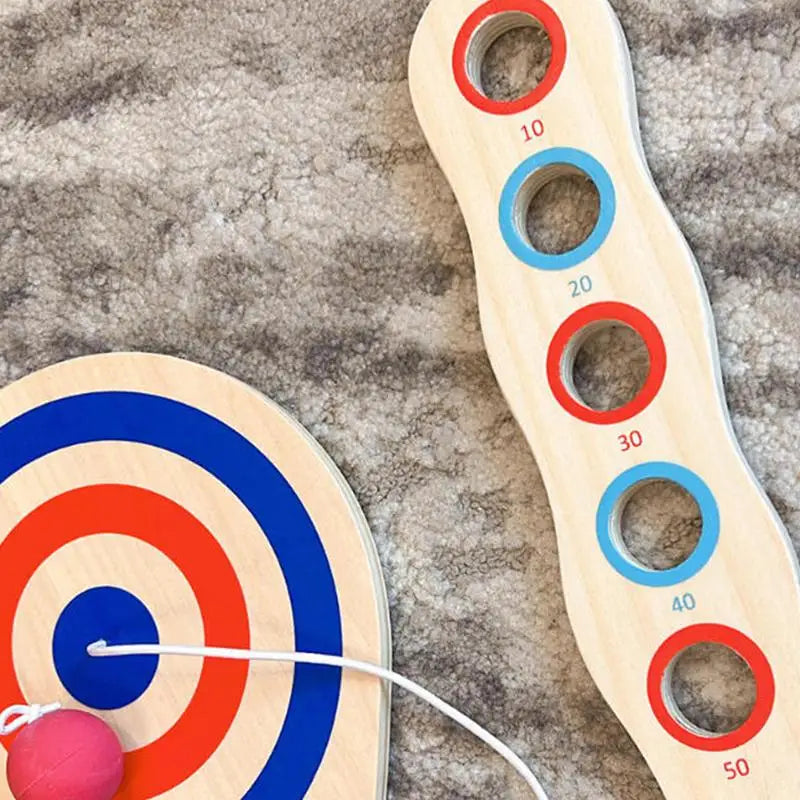 Wooden Paddle Ball Set with Elastic String – Fun for All Ages Paddle Ball Game Qst