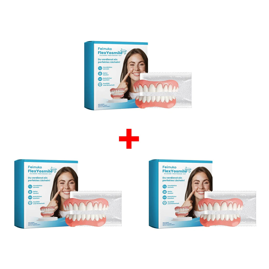 Silicone Full Dentures – Natural False Teeth with Gum Fit Silicone Dentures Qme 3Set Boxed
