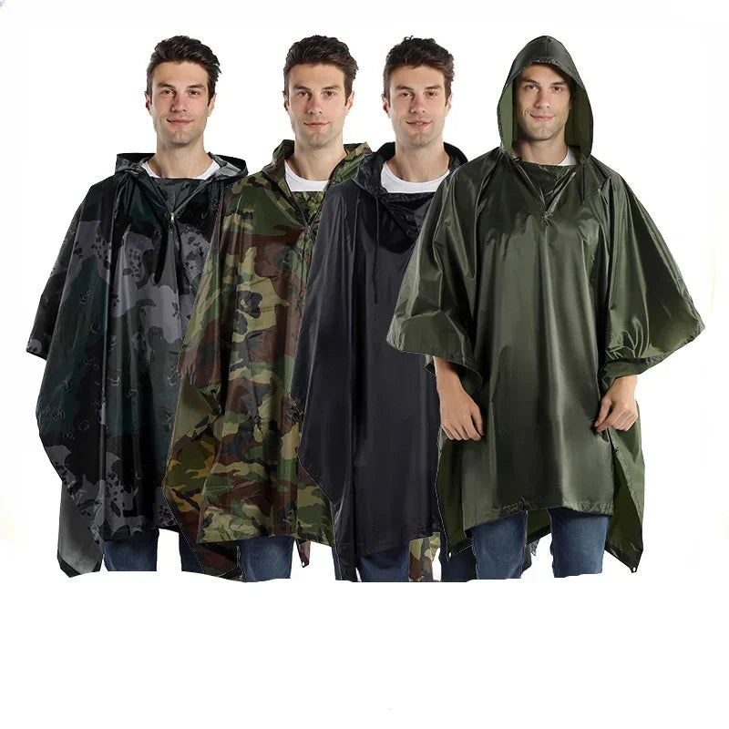 3-in-1 Waterproof Rain Poncho, Backpack Cover & Camping Mat Waterproof Rain Poncho Qme