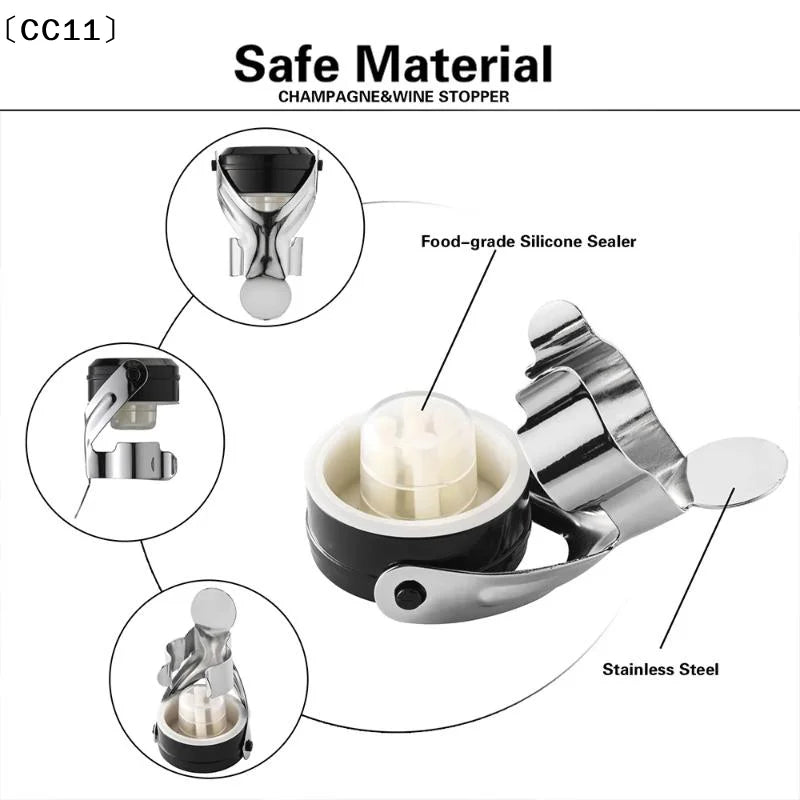 Stainless Steel Wine & Champagne Bottle Stopper | 3 Colors Wine Bottle Stopper Qme