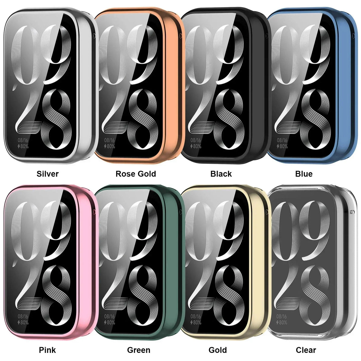 TPU Plating Case & Tempered Glass for Xiaomi Band 8 & 7 Smart Band Case Qme