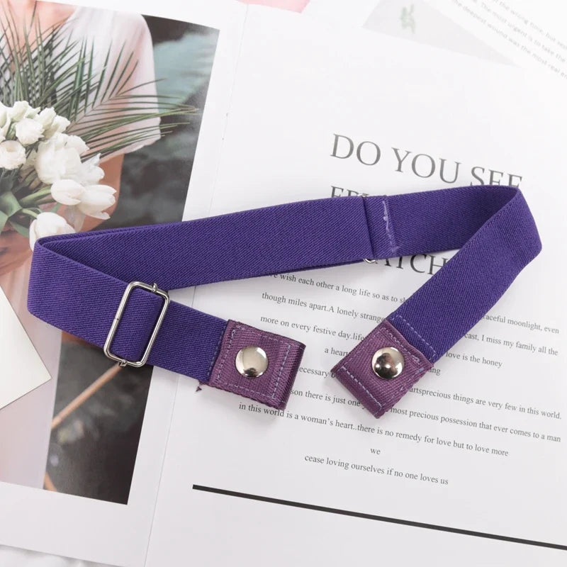 Women's Elastic Buckle-Free Canvas Waist Belt | 29 Colors Elastic Waist Belt Qme BEE-5 length 60-100cm China Mainland