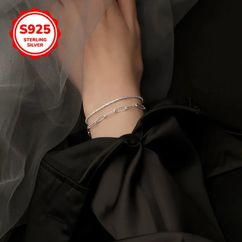 925 Sterling Silver Starry Sky Chain Bracelet for Women Silver Chain Bracelet Qme