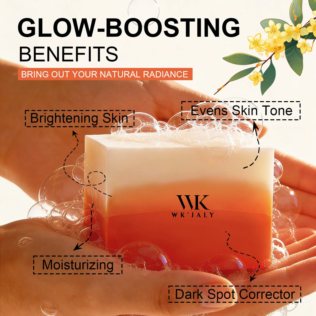 WK JALY Kojic Acid & Glutathione Brightening Soap 200g Brightening Soap Bar Qst