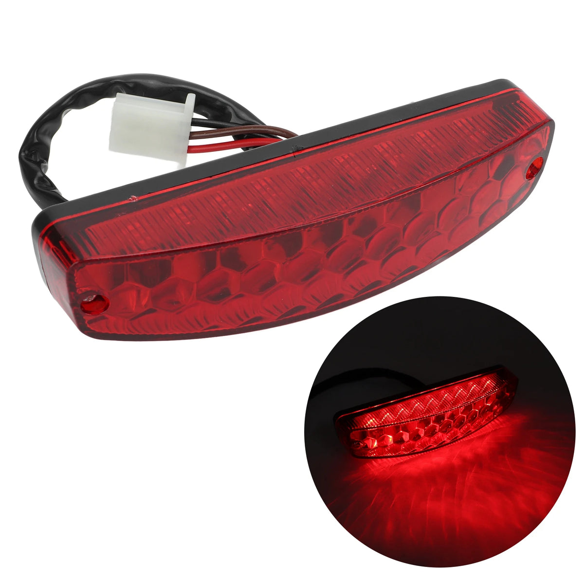 LED Rear Tail Brake Light 3PIN Waterproof for 50–125cc ATV Quad ATV Brake Light Qst