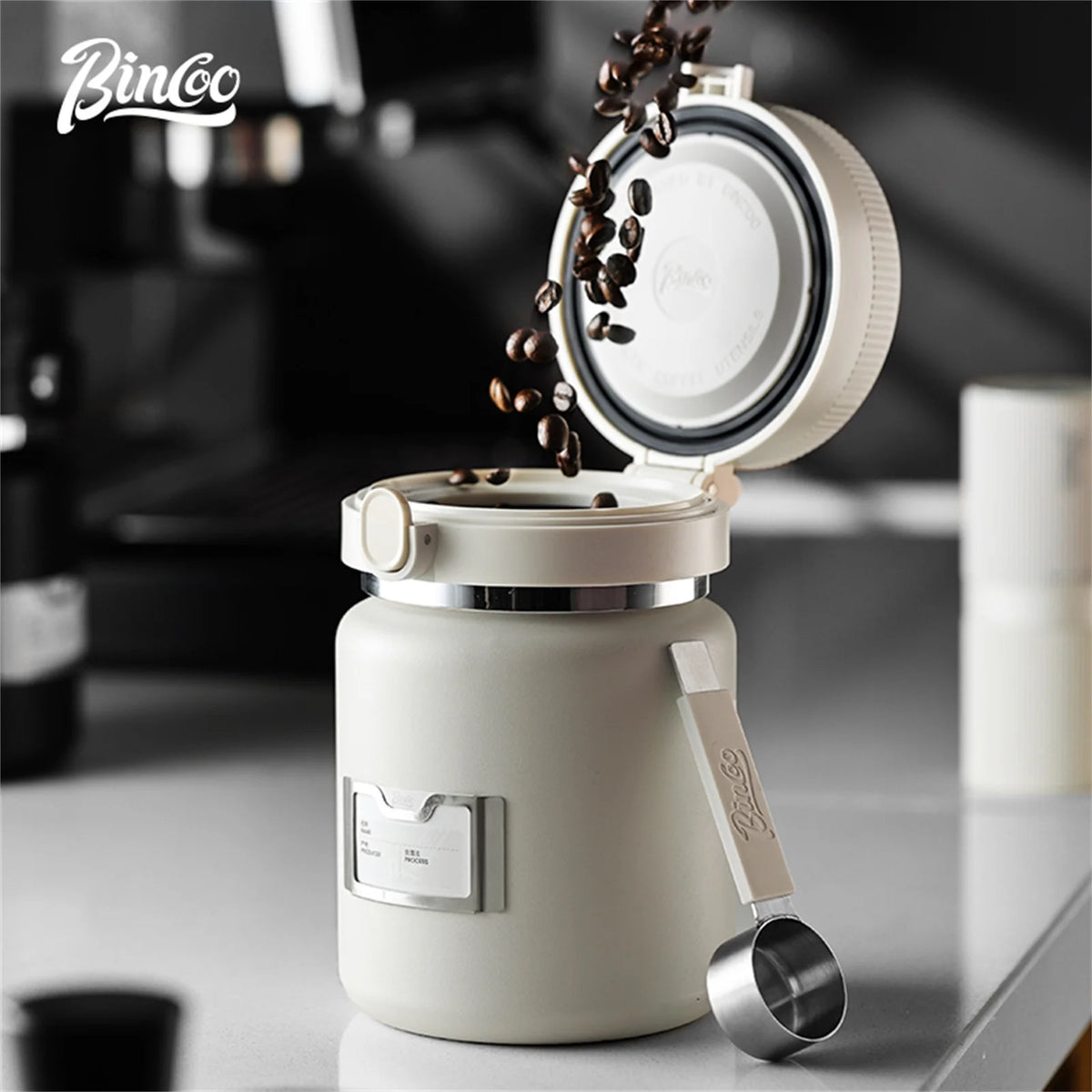 Bincoo 1000ML Vacuum Sealed Coffee Bean Storage Jar | Stainless Coffee Storage Canister Qst