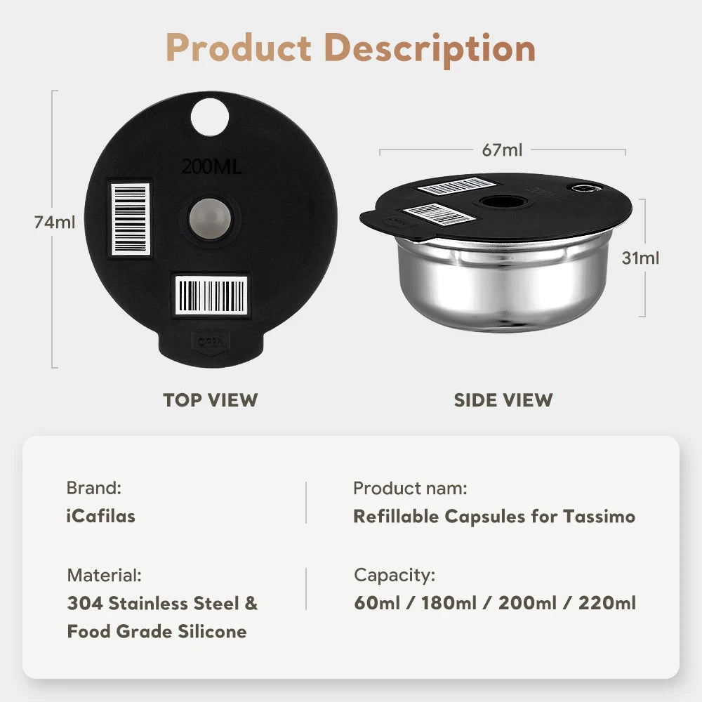 Reusable Stainless Steel Coffee Pods for Bosch Tassimo – RECAFIMIL Reusable Coffee Pods Qst