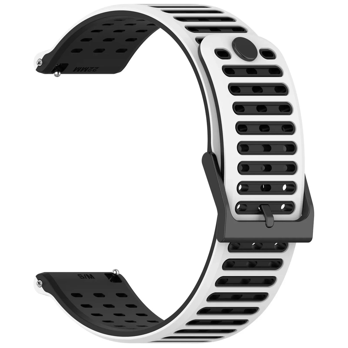 Two-Tone Silicone Strap for Suunto Vertical, RACE & Honor GS3 Silicone Watch Band Qme White Black 22mm Universal band