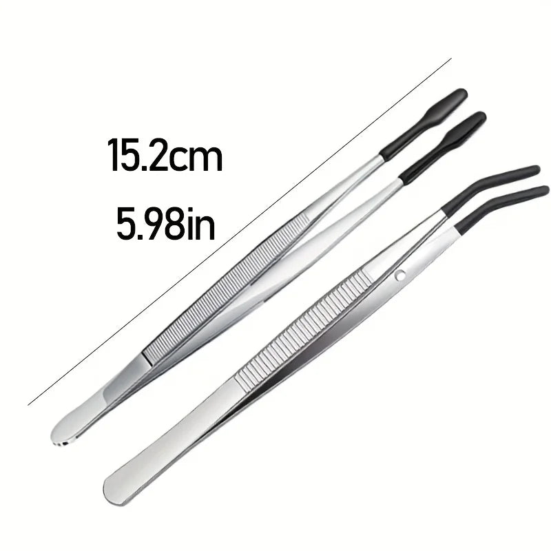 Reptile Feeding Tongs Rubber Tips – Flat & Curved 2-Pack Reptile Feeding Tongs Qme
