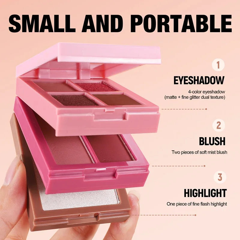 Qme Matte Highlighter & Blush Palette – Long-Lasting Highlighter Blush Palette Qme