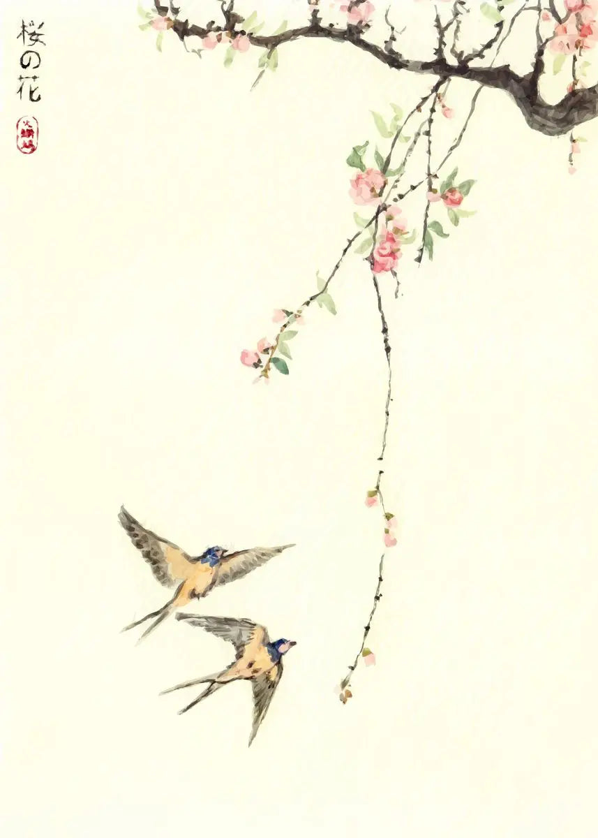Japanese Sakura Cherry Blossom Canvas Wall Art – Flower & Bird Canvas Wall Art Qst
