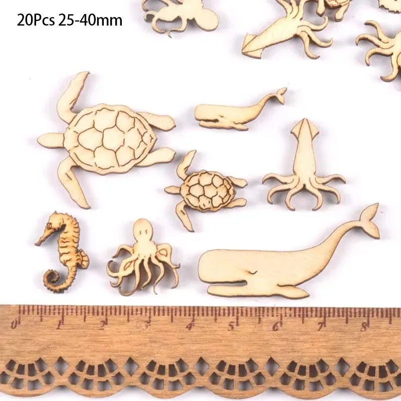 Wood Animal Cutouts DIY Craft Embellishments 20pcs Set Wood Craft Cutouts Qme
