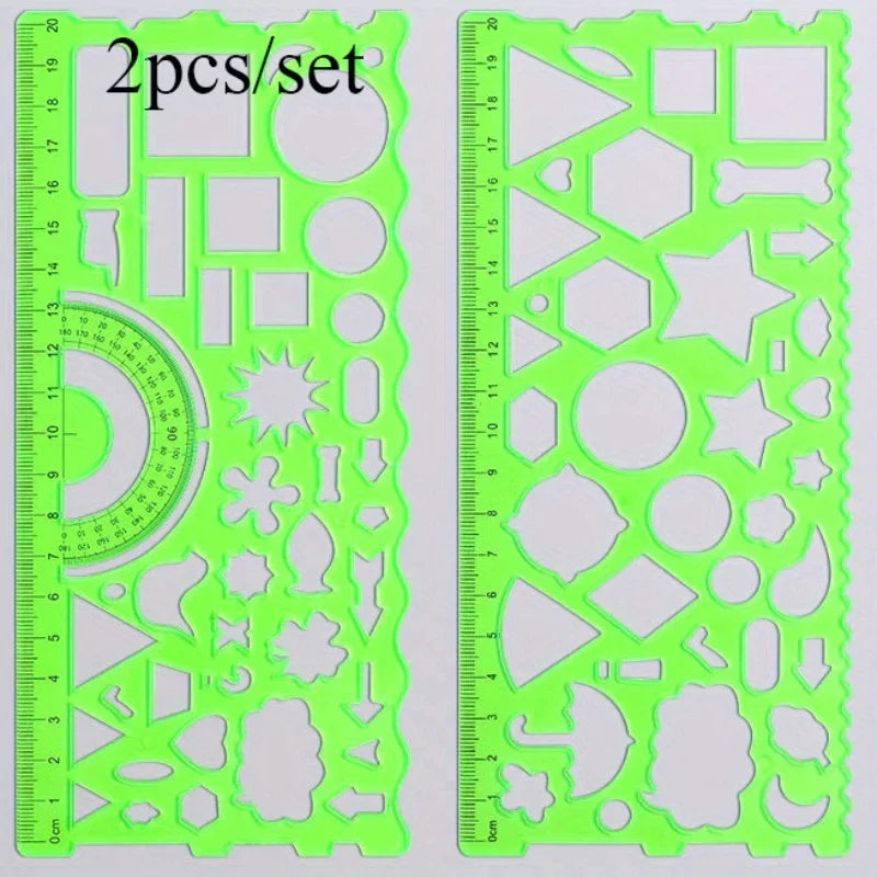 Multifunctional Geometric Ruler Set for Drawing & Crafting Geometric Ruler Set Qme Green