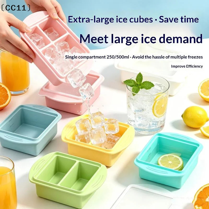 Silicone Freezer Mold Tray with Lid | Single & Double Compartment Silicone Freezer Mold Qme