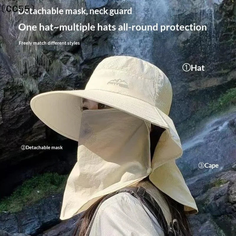 Foldable Quick-Dry Sun Hat with Neck Flap | Unisex Fishing Cap Sun Hat Qst