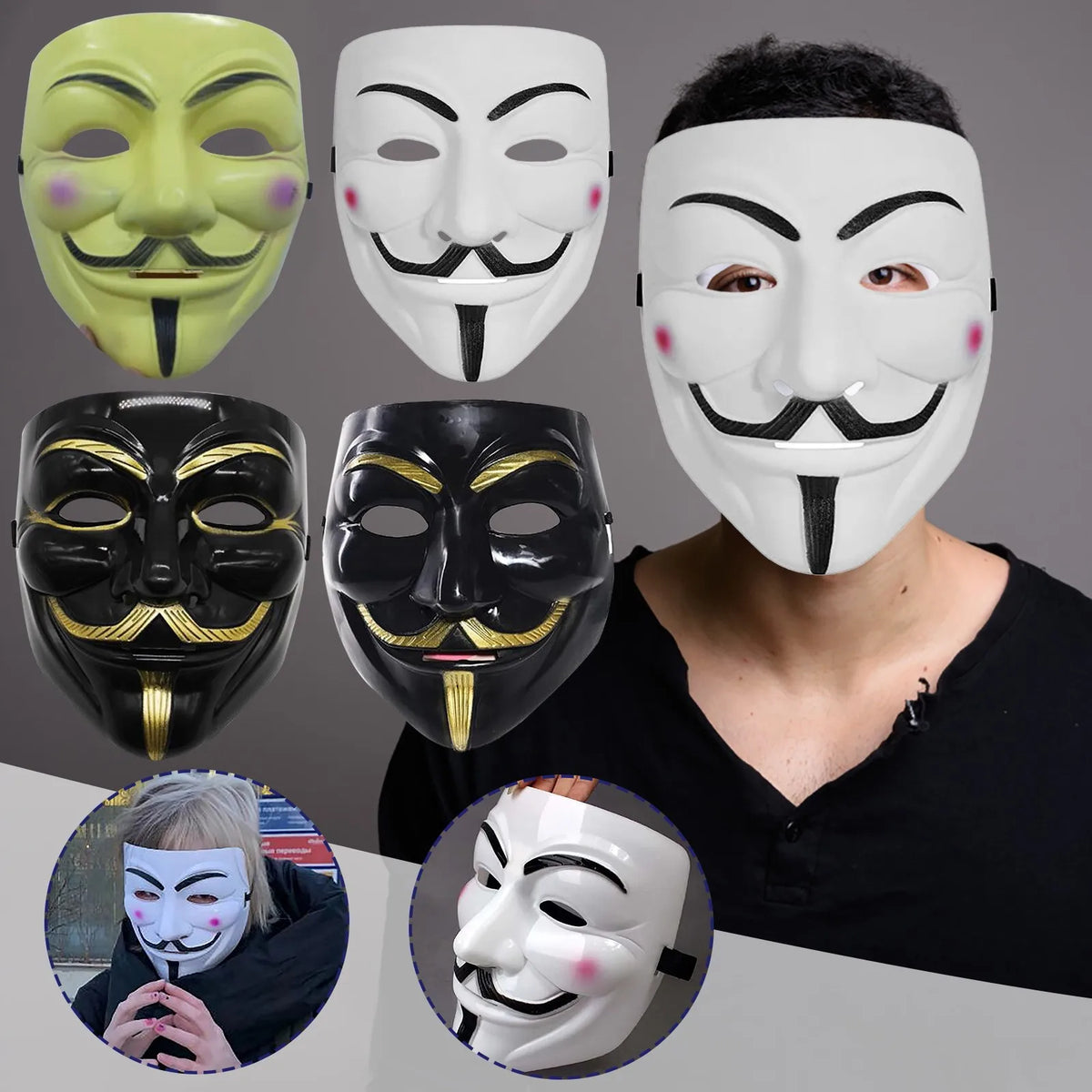 Anonymous Guy Cosplay Mask | Halloween & Christmas Party Cosplay Costume Mask Qme