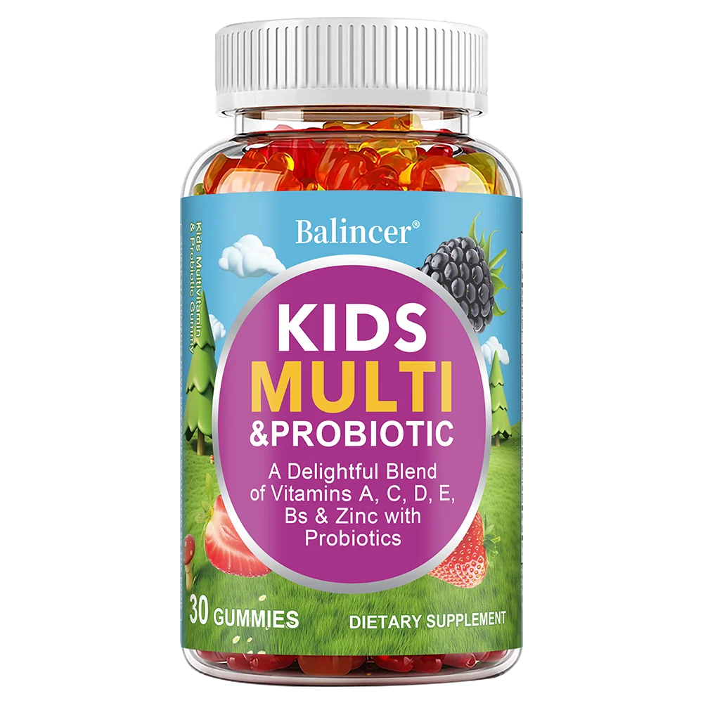 Organic Kids Multivitamin Gummies – A, C, D, E, Zinc & Probiotics Kids Multivitamin Gummies Qst 30 Count-1 bottle