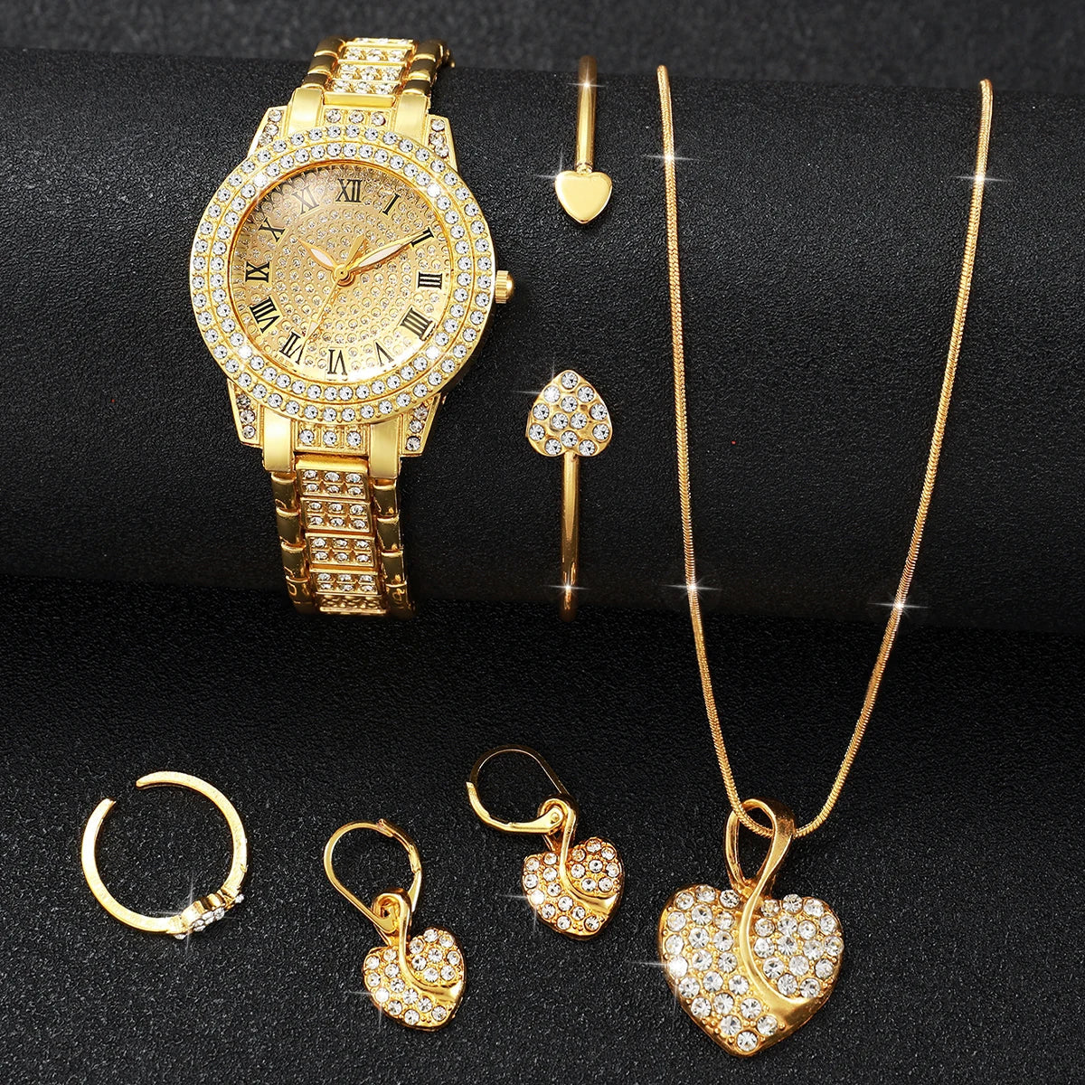 Luxury Ladies Diamond Studded Full Steel Chain Watch | 2 Colors Ladies Fashion Watch Qme