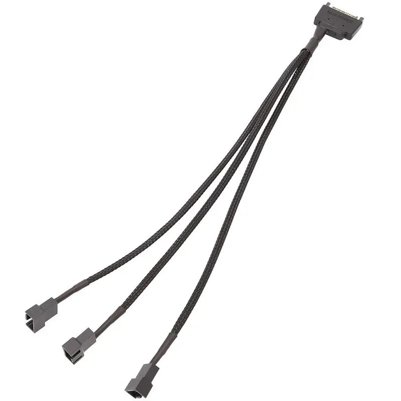 12V 4-Pin Molex Fan Splitter Cable – 6-Port Black Sleeved Fan Splitter Cable Qme