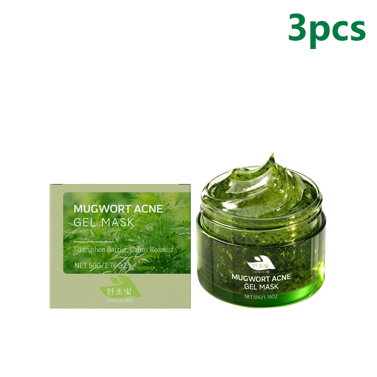 Hanchobit Mugwort Gel Face Mask – Hydrating & Pore Cleansing Gel Face Mask Qst 3pcs