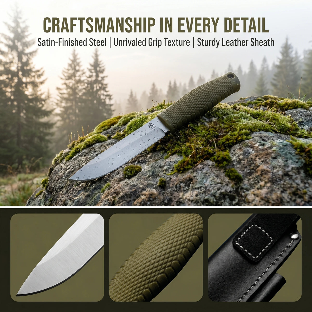 Steel Fixed Blade Knife – Outdoor Camping & EDC Tool Fixed Blade Knife Qst
