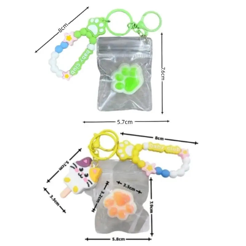 Cat Claw Squeeze Toy Mini Keychain – Transparent PVC, 15 Colors Novelty Keychain Toy Qme