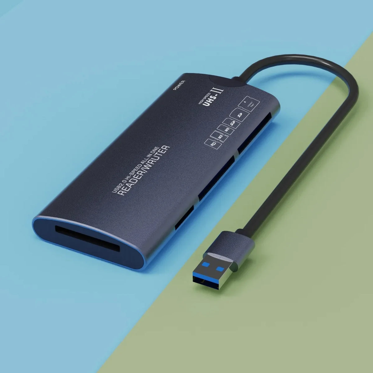 USB 6-in-1 Multi-Card Reader Aluminum Alloy – MS CF SD TF XD USB Card Reader Qme USB 6-in-1
