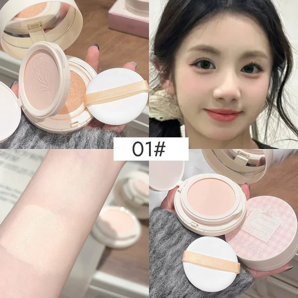 Qme Double Layer Powder Cushion – Brightening Natural Finish Powder Cushion Foundation Qme