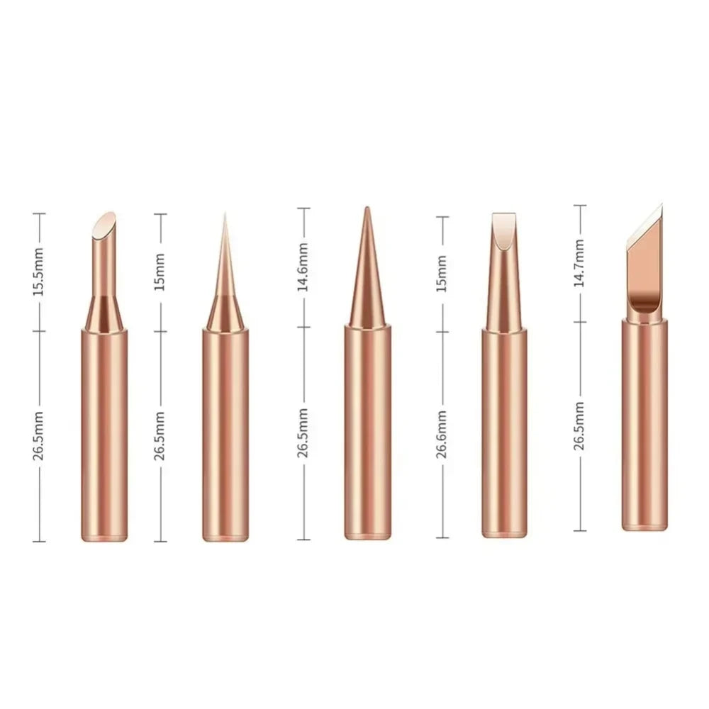 900M-T Copper Soldering Tips Set – I B K 3C 2 4D Shapes Soldering Tips Set Qme