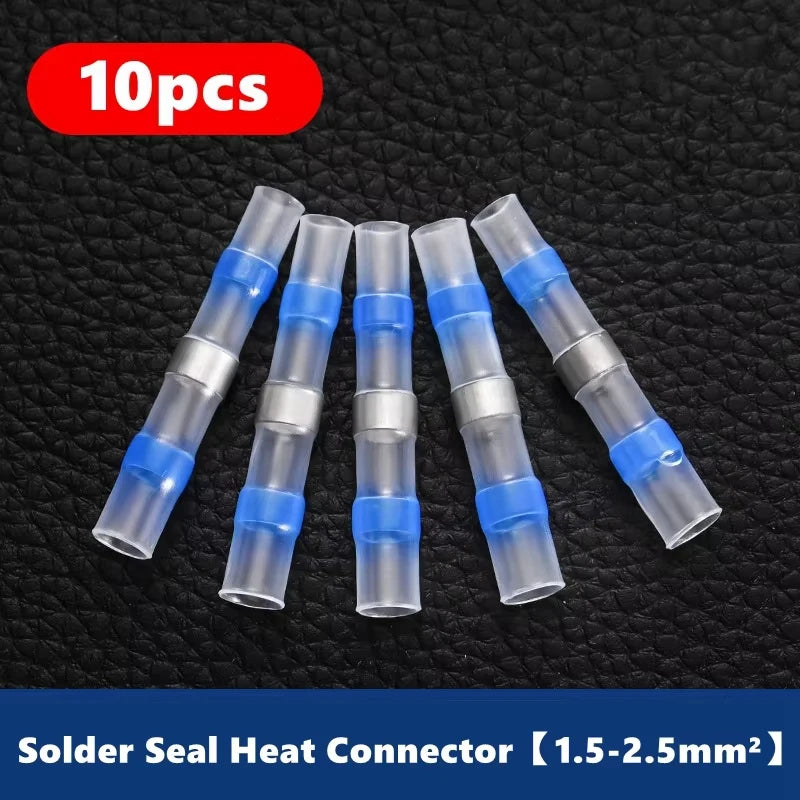 Solder Seal Wire Connectors – Heat Shrink Butt Crimp Terminal Kit Wire Connector Kit Qst blue 10pcs