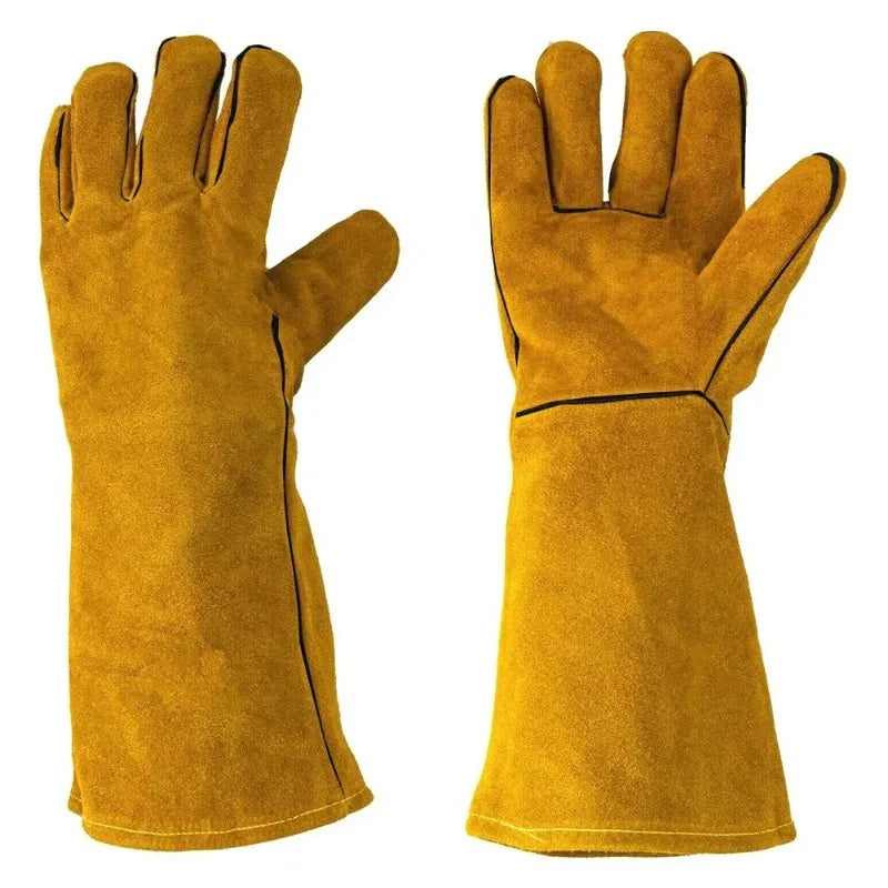 Cowhide Leather Welding Gloves – Flame-Retardant Heat Protection Welding Work Gloves Qme YELLOW
