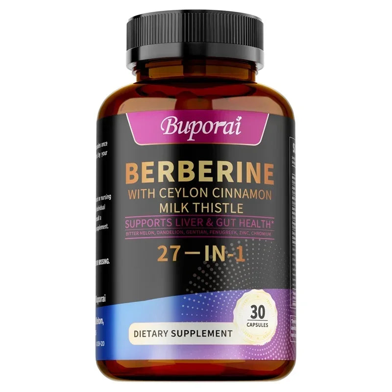 Berberine Ceylon Cinnamon Milk Thistle 27-in-1 Supplement Herbal Supplement Qst 30 Capsules