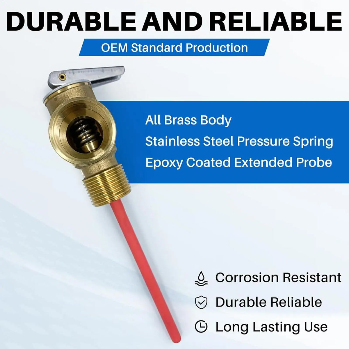 RV Water Heater T&P Relief Valve 210°F 150 PSI – Brass Pressure Relief Valve Qme