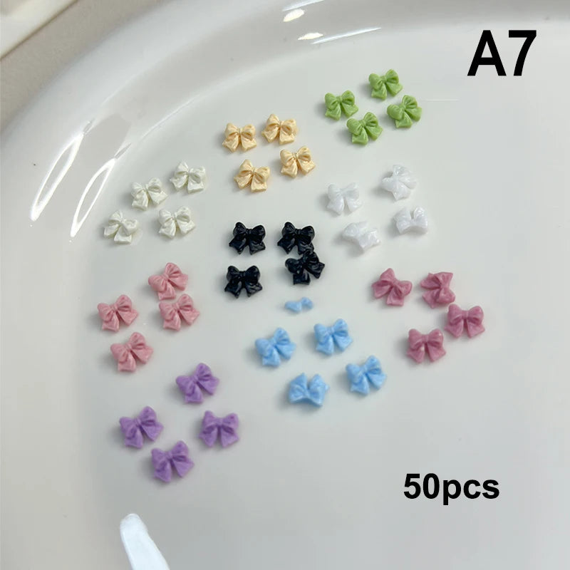 50Pcs 3D Ribbon Bowtie Nail Art Charms – Resin Nail Decor Nail Art Charms Qst A7