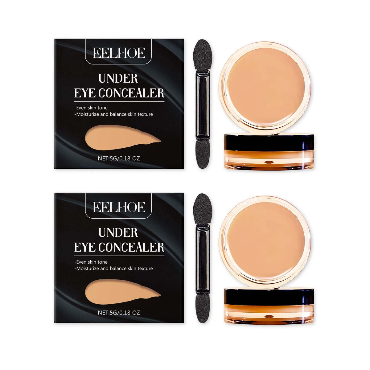 Qme Eye Concealer – Moisturizing, Blemish-Covering Makeup Eye Concealer Qme 2Pcs Natural