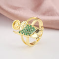 St. Jude Resizable Religious Ring – Cubic Zirconia, Unisex Religious Fashion Ring Qme green resizable