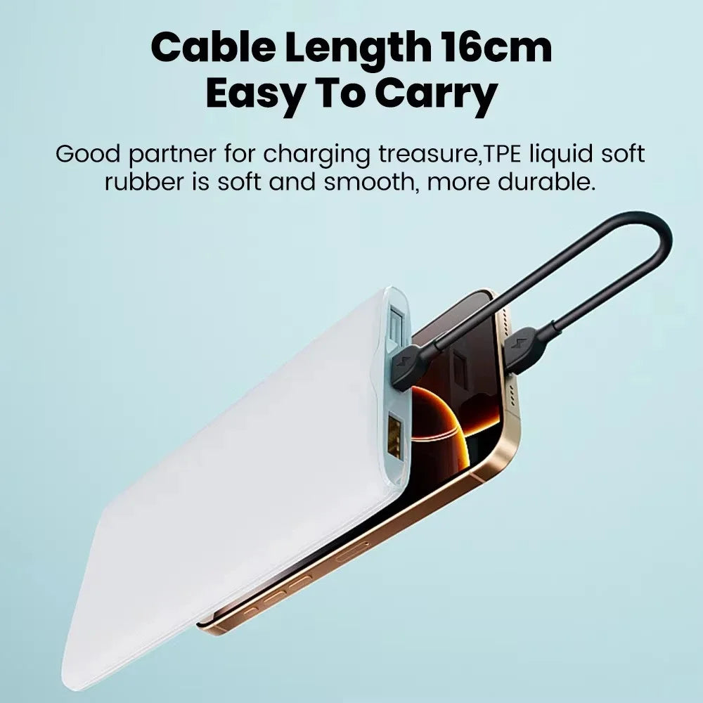 60W USB-C Fast Charging Keychain Cable | Portable Lanyard USB-C Charging Cable Qme