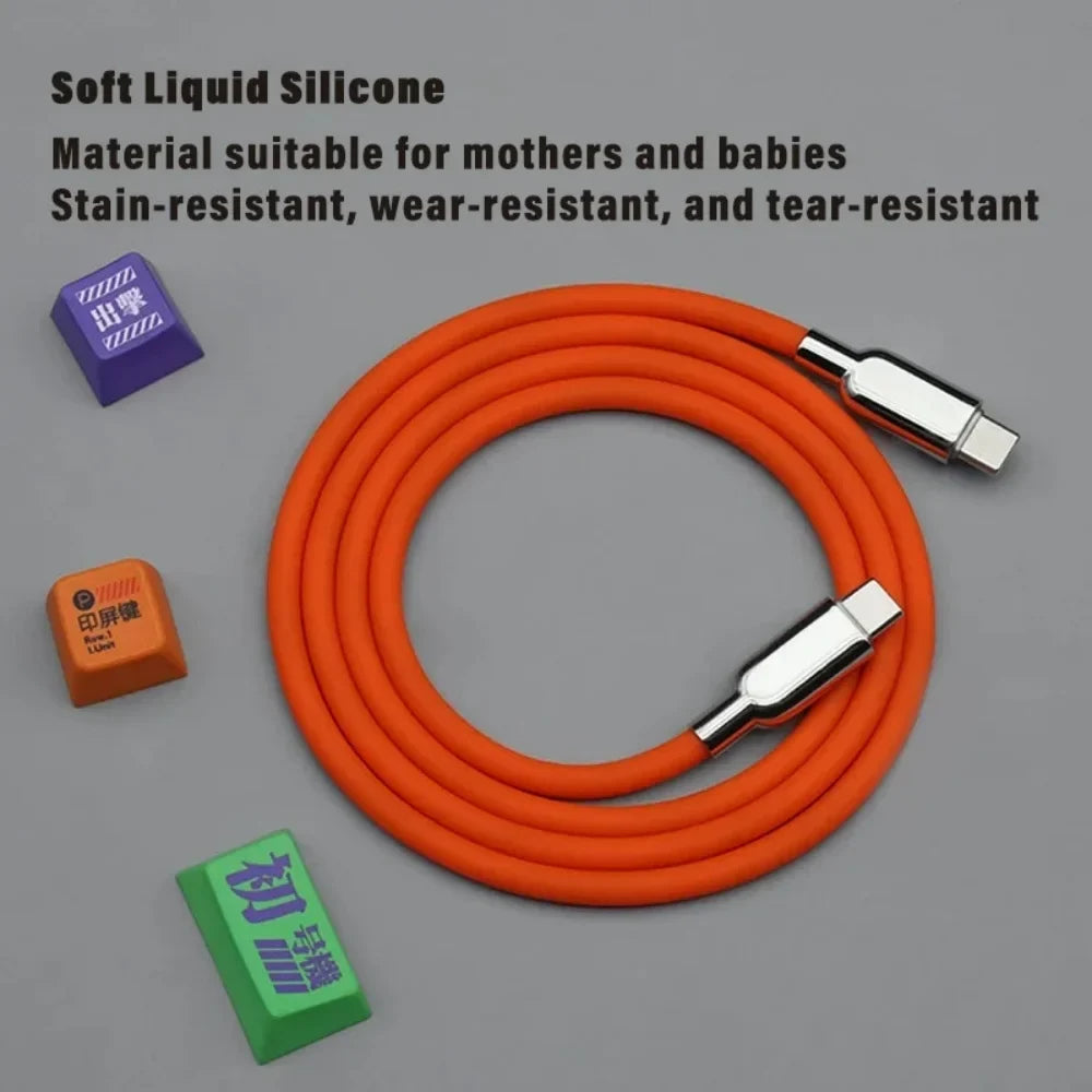 240W USB-C Liquid Silicone Fast Charging Cable – 6 Colors USB-C Charging Cable Qme