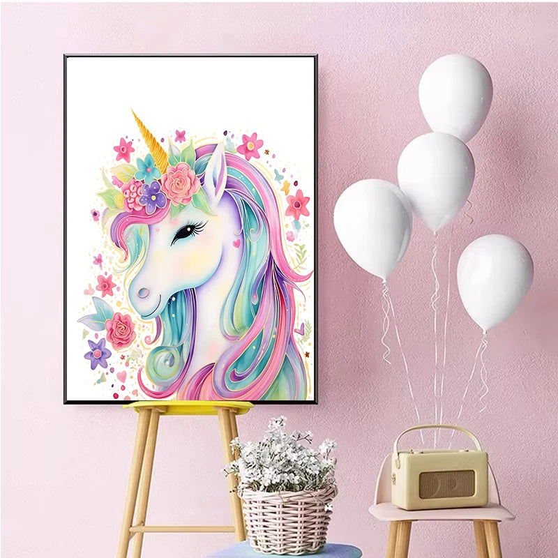 Unicorn Pastel Rainbow Canvas Wall Art – Nursery & Kids Room Canvas Wall Art Qst