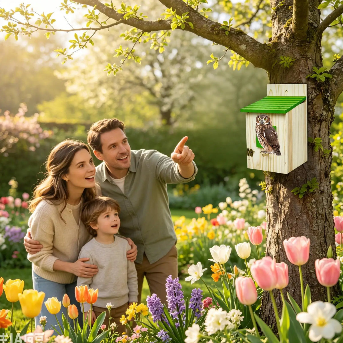 Large Wooden Owl House – Ventilated Weather-Resistant Nesting Box Outdoor Owl Nesting Box Qme