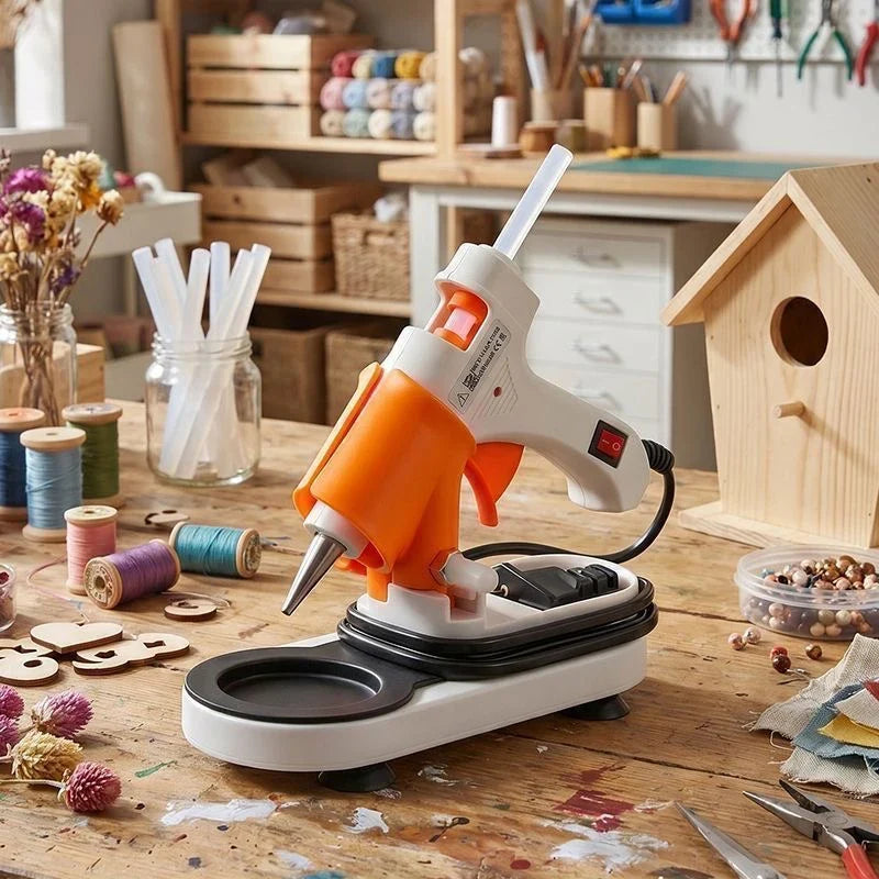 Adjustable Glue Gun Stand with Anti-Slip Base & Drip Tray Glue Gun Stand Qme
