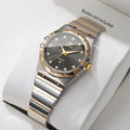 Two Tone Gold Silver Ladies Watch Rhinestone Dial Roman Bezel Ladies Dress Watch Qme Black No Box