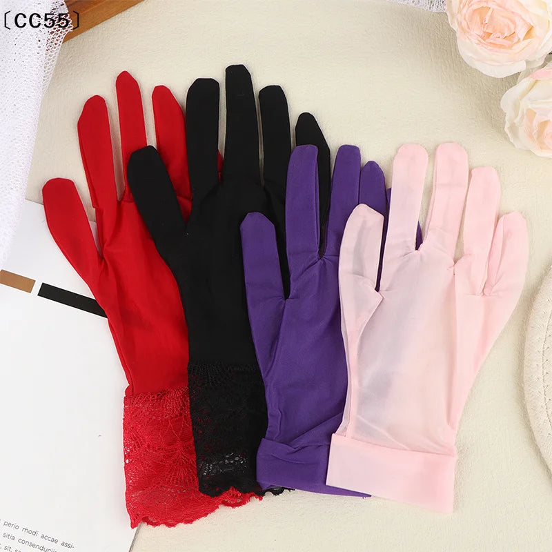 Women's Oil Glossy Ultra-Thin Elastic Wrist Gloves Fashion Wrist Gloves Qst
