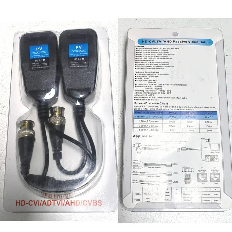 Passive RJ45 CCTV Video Transceiver BNC Connectors – 3pcs CCTV Video Transceiver Qme
