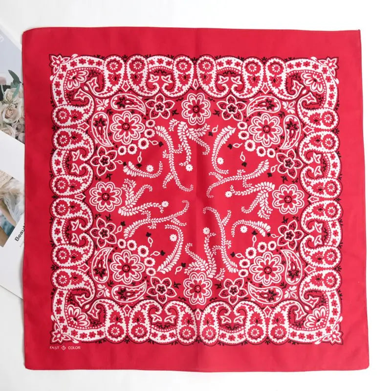 100% Cotton Black Paisley Bandana Square Scarf & Headband Paisley Bandana Scarf Qme black One Size