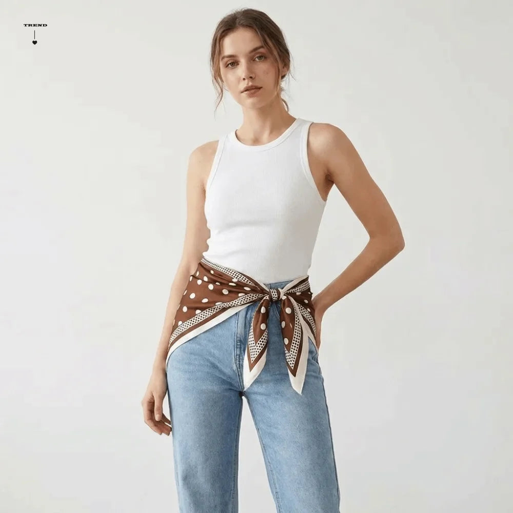 Vintage Polka Dot Triangle Scarf | Polyester Bandana Belt Triangle Bandana Scarf Qme